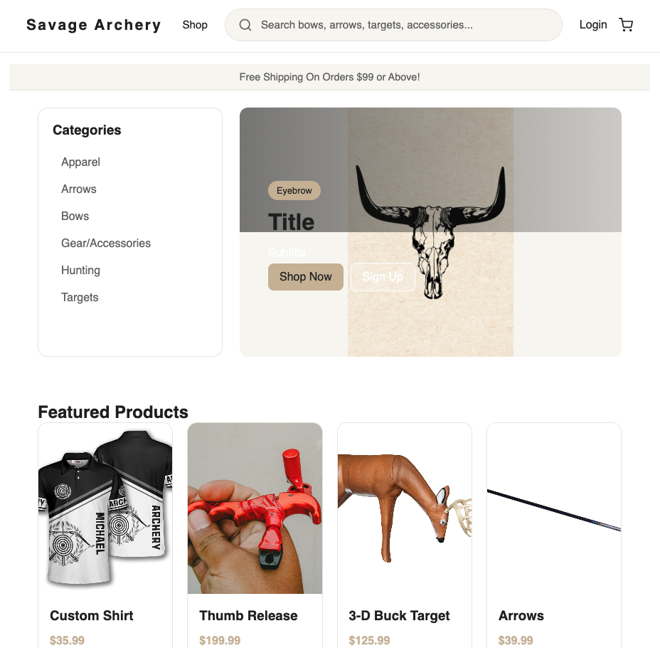 Commerce Store interface preview